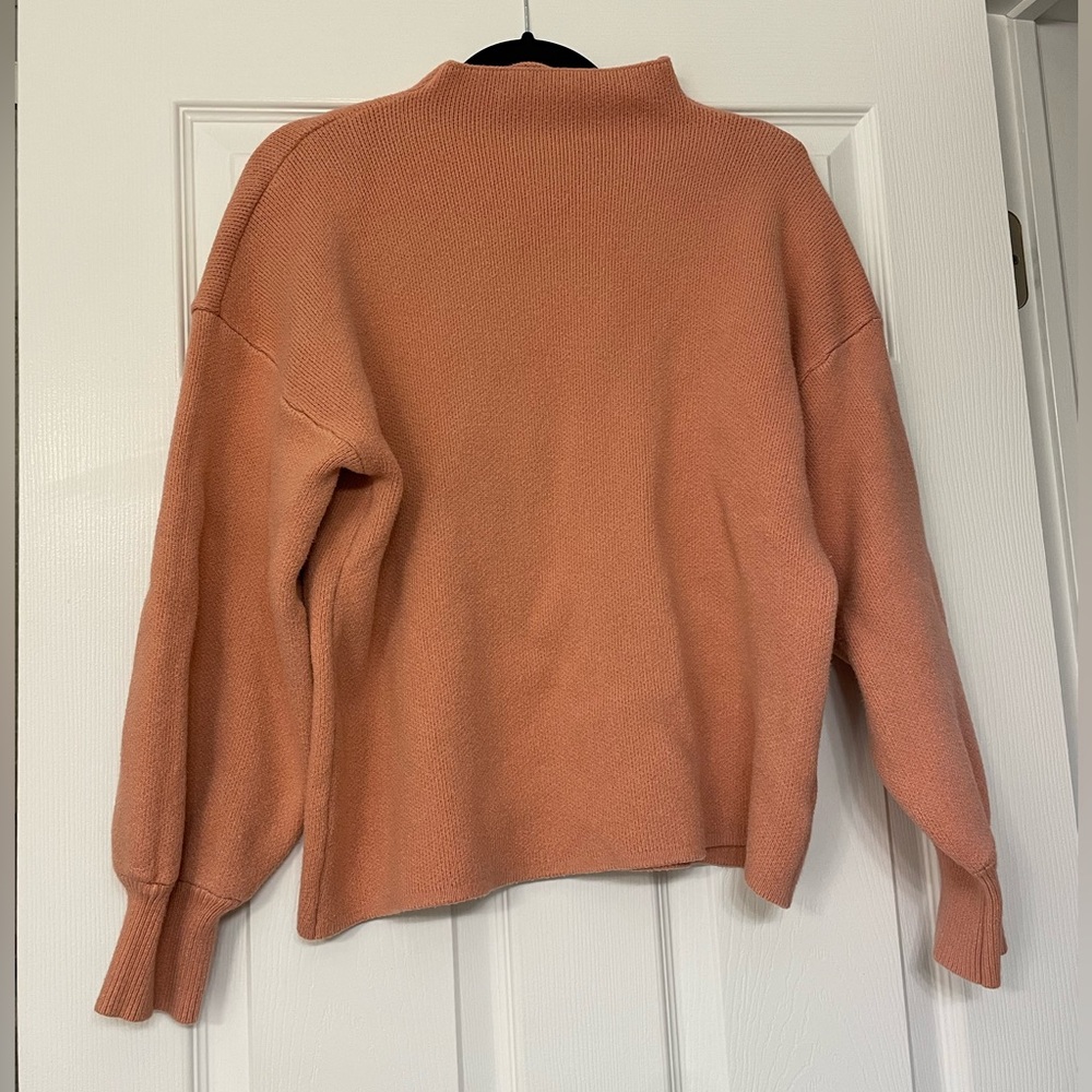 VICI Mock Neck Sweater, dusty pink/light salmon in color, (shown in blue)